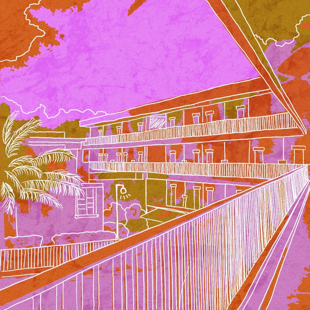 The Motel bleeding colors colour study concept art design digital art experimental expressive illustration mixed media modern art outline texture