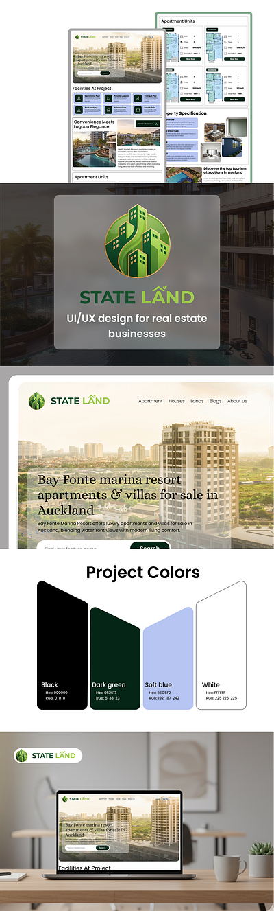 Web Landing Page Design – UI/UX branding color figma landing page prototype real estate ui uiux ux web sesign