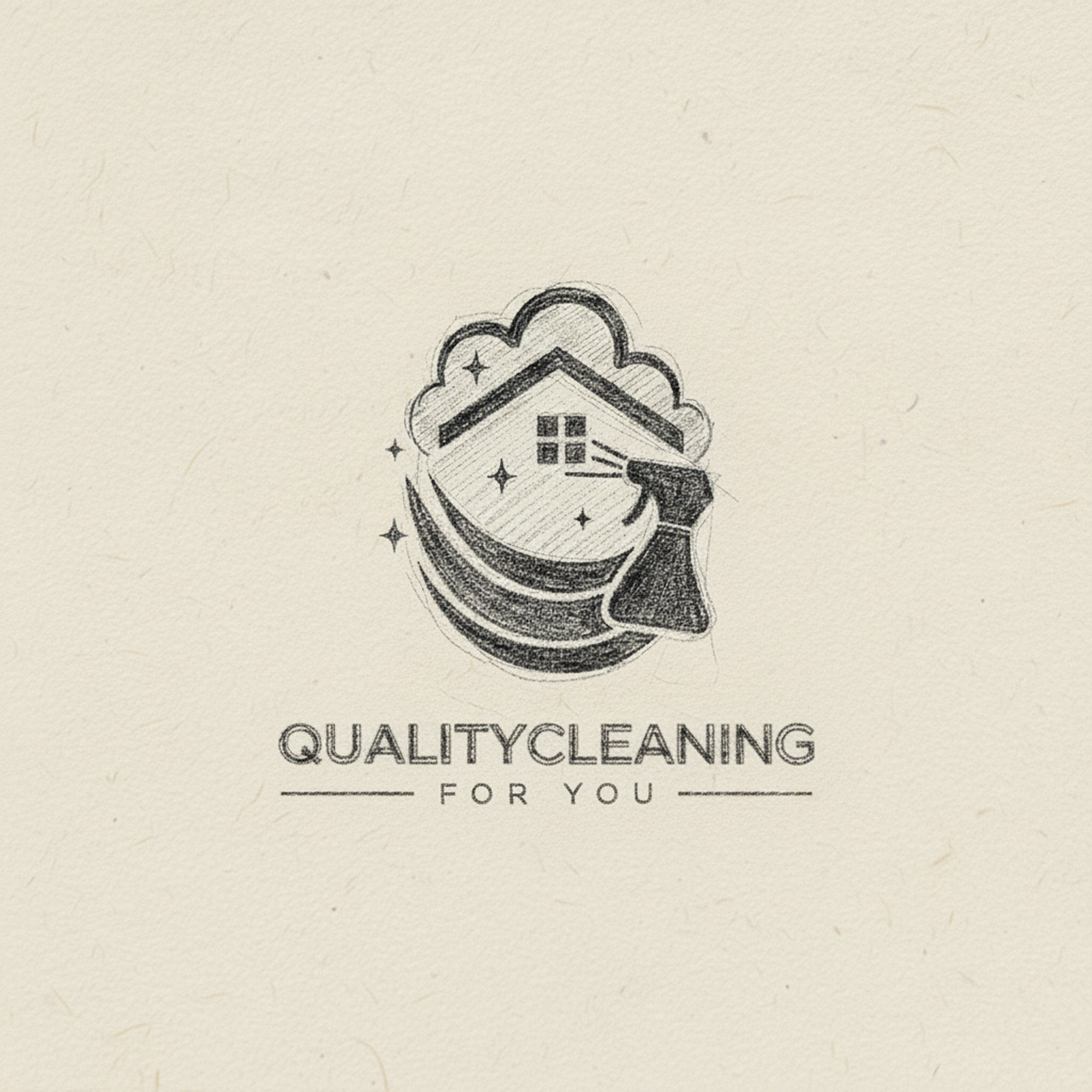 Hand-Drawn Cleaning Service Logo Concept brand identity branding cleaning logo cleaning service cloud logo custom design design concept graphic design green logo hand drawn home cleaning house logo housekeeping illustration logo design logomark messy art pencil sketch sketch style typography