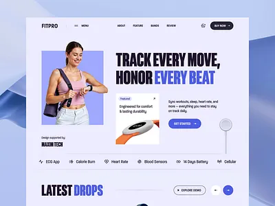 Fitness & Health Tracking - Web Design active lifestyle athlete athletic bb ecommerce health heart beat analytics landingpage performance smartwatch store tech device tracking device wearable device web design webdesign website design website designer wellness workout