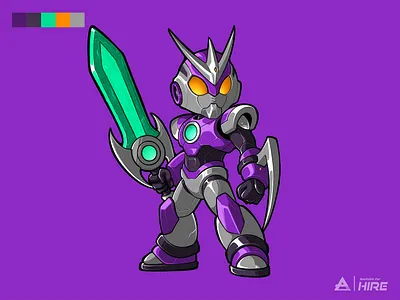 The Blade Master 2d illustration cartoon style character art character design character illustration chibi art futuristic mascot mecha razer robot scifi