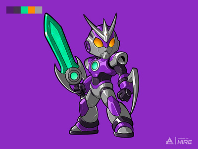 The Blade Master 2d illustration cartoon style character art character design character illustration chibi art futuristic mascot mecha razer robot scifi
