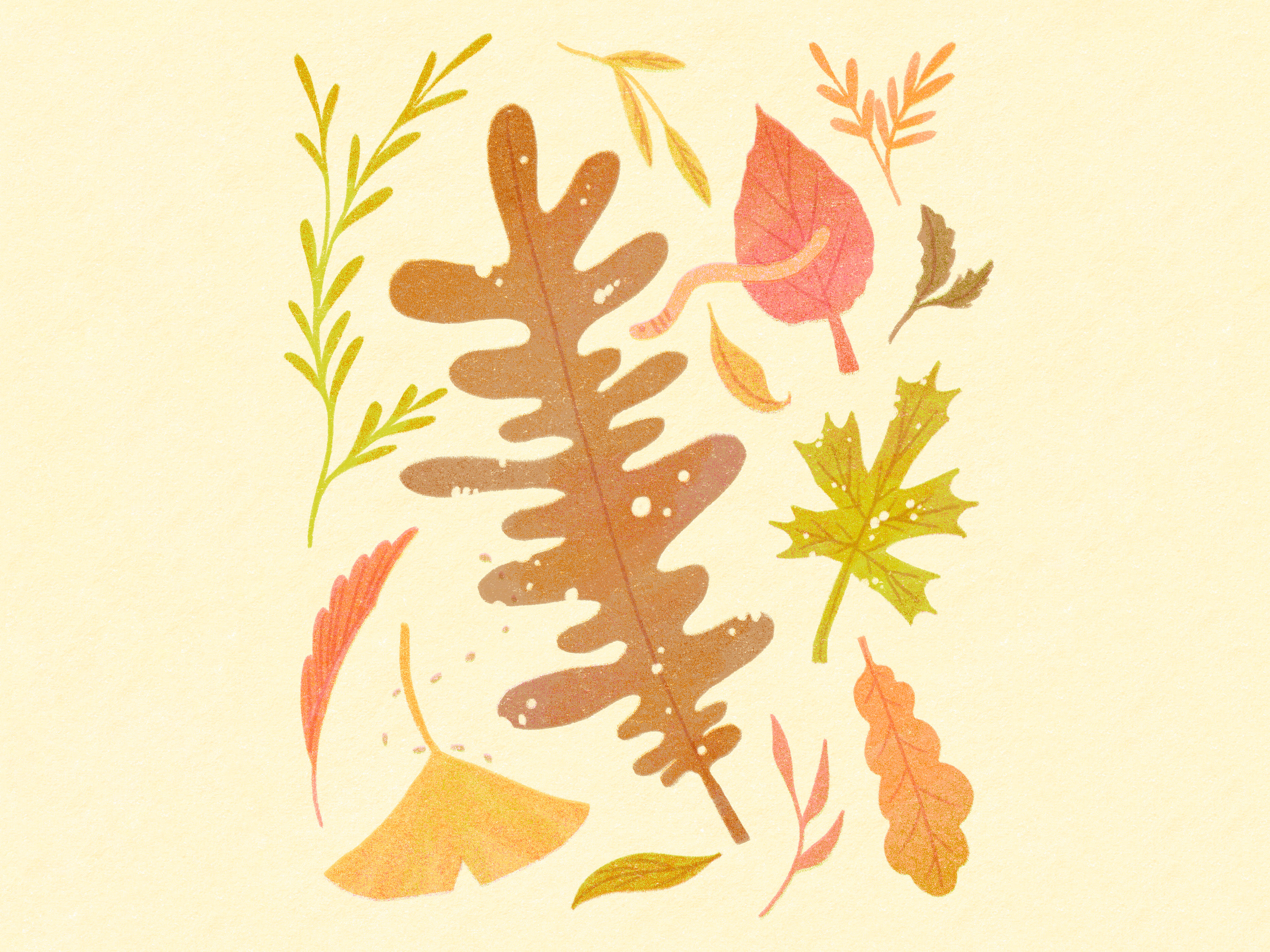 Waiting for Autumn art artwork autumn colour design fall illust illustration insect ipad leaf leaves nature pattern peachtober25 photoshop plant poster tweetyheather worm