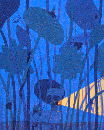 hey,,, I think there are other things here,,, around us,,, art artwork critter design forest illust illustration insect ipad light nature night peactober25 photoshop poster procreate swamp tweetyheather water waterlily