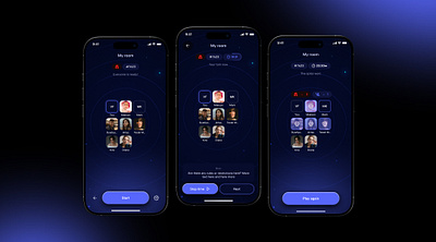 Mafia - Mobile game. Lobby screens cleanui darkmode gameui mafiagame mobileapp mobilegame uidesign