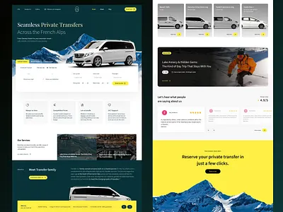 Alpine Transfer Booking Platform - Homepage Design booking branding graphic design hero section landing page optimised resort transfer travel ui ux web design
