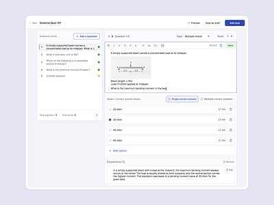 LMS UI/UX design | Add Quiz dashboard graphic design learning management system lms minimal ui product design quiz ui uiux user experience user interface ux web website
