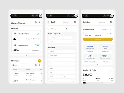 Shipmate - Logistics App ai app app design b2b crm dashboard design interface logistics mobile mobile app product responsive responsive design saas software tms transfarence booking app truck uiux