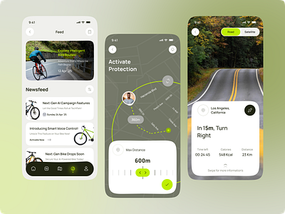 Cyclefy - Smart Bicycle Mobile App bicycle bike bike tracker calories cycle cycle store design distance eco feed map mobile app mybike newsfeed road satellite smart cycle travel app ui ux design