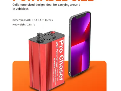 Pro Chaser 400W Power Inverters for Vehicles amazonlisting cargadget powerinverter prochaser travelessentials