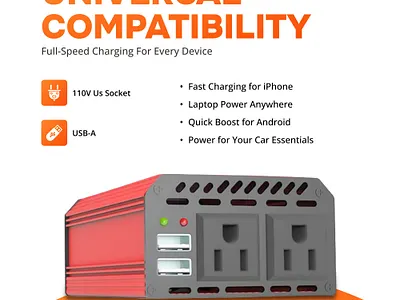 Pro Chaser 400W Power Inverters for Vehicles amazonlisting cargadget powerinverter prochaser travelessentials