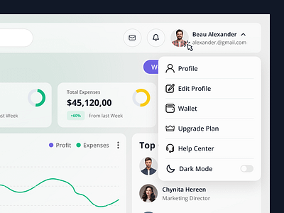 Profile Dropdown account settings admin panel admin profile dashboard designer dashboard ui dropdown dropdown menu dropdown ui figma designer product design profile dropdown profile ui saas dashboard user dropdown user interface user menu web app design web app designer web dashboard