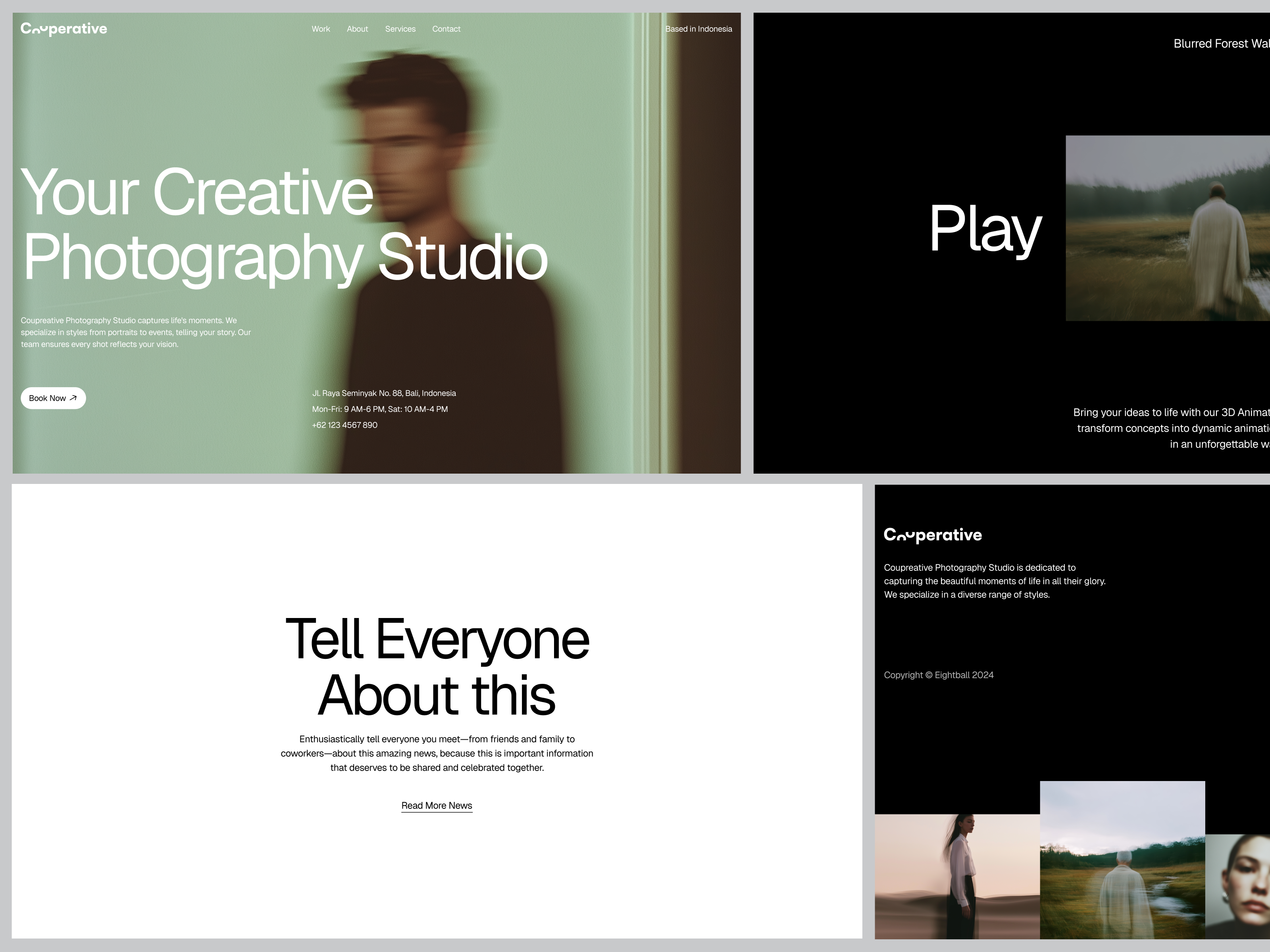 Couperative - Photography Studio Landing Page aesthetic design art direction branding agency clean interface creative creative studio editorial design minimal minimal layout modern modern website photography photography portfolio photography website portfolio studio visual identity visual storytelling web design website concept