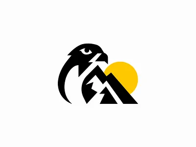 Falcon With Mountain Modern Logo Design logos
