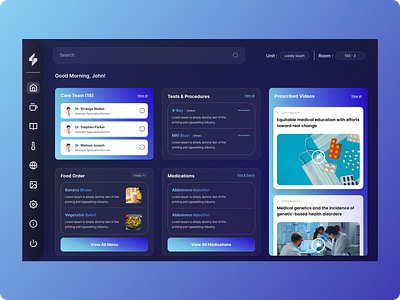 Healthcare UI for Tablets - Dark Mode dark mode healthcare ui