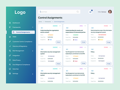 Control Assignment Screen UI ui web ui