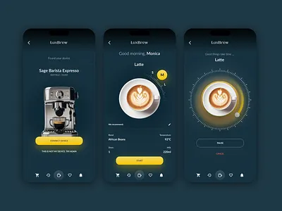 LUXBREW - coffee making app coffee daily ui graphic design mobile app ui ui design ux design