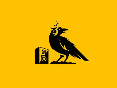 DJ Crow Vector logo Design crow crow logo crow music logo dj dj crow headphone music song