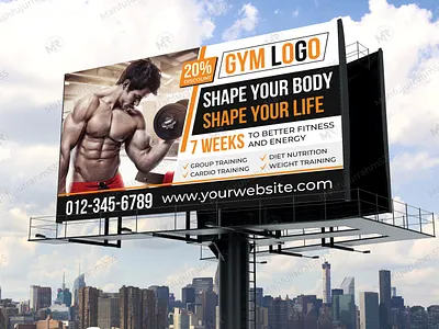 Fitness Gym Center Billboard Banner Design outdoor advertising template