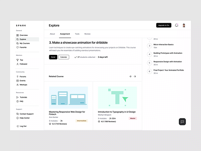 Spark responsive screen animation app clean layout course dashboard design education education platform illustration ios learning platform responsive design saas startup ui ui design ux web design