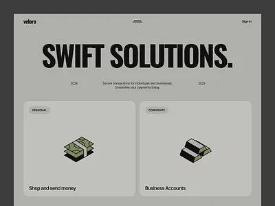 Veloro home page banking clean clean interface fintech platform illustration interface landing landing page layout minimal payments startup typography ui ui design ux ux structure web web design