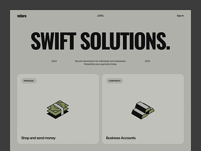 Veloro home page banking clean clean interface fintech platform illustration interface landing landing page layout minimal payments startup typography ui ui design ux ux structure web web design