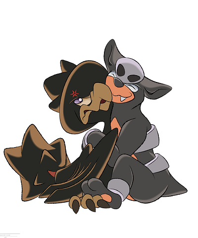 reunited with themm huggs art bird houndour murkrow pokemon