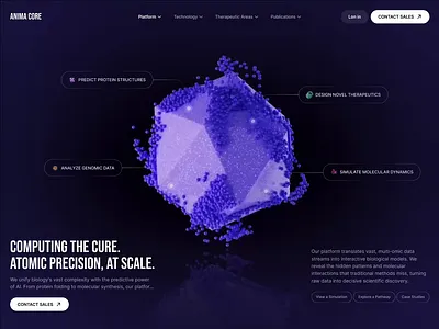 AI Bio-Computing Web 3d ai biotech dark mode design hero hero section landing page technology ui web web design