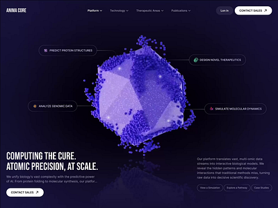 AI Bio-Computing Web 3d ai biotech dark mode design hero hero section landing page technology ui web web design