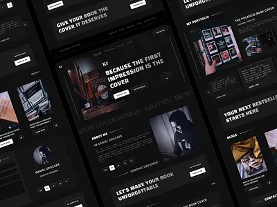 Book Cover Designer - Portfolio Website Landing Page book cover portfolio dark portfolio design portfolio designer portfolio website figma kreativekrish landing page tempalte minimal premium website modern dark website portfolio website design ui ui ux ui ux design website design