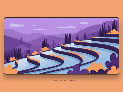 Fantasy terraced landscape illustration adventure agriculture environment farming field illustration landscape landscape illustration mountain nature outdoor rice scenery terrace travel wallpaper web