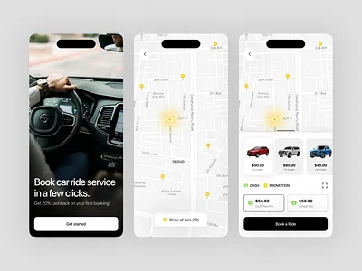 Ride-Booking App - Seamless & Intuitive UI/UX app branding car booking figma figma design figma mobile design graphic design landing page landing page design logo mobile mobile app ride share ride sharing app ui ui design uiux web design webapp website