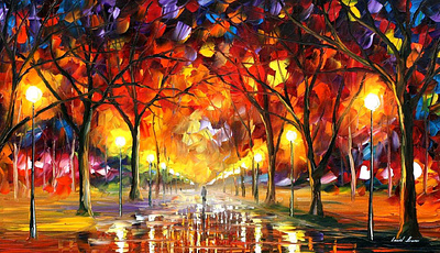 WARM RAIN DROPS 30"x48" (75cm x 120cm) — oil painting on canvas leonidafremov