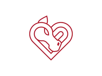 Minimal Horse Heart Logo animal animals brand and identity care face fast head heart horse logo love minimilist premade logos prestige pride security strategies strong