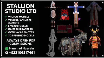 🚀 Stallion Studio LTD – Bringing Imagination to Life! 🎨✨ 2d art 3d animation blender emotes games illustration live2d open for commission overlays printing model stallion studio limited vrchat vtuber