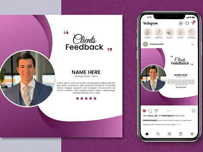 Modern Client Feedback | Client Review Post Design branding client feedback design flyer graphic design illustration logo marketing post design review design testimonial design typography vector