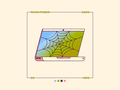 Peachtober Day 22: Web 2d computer illustration internet laptop screen spider spider web texture web