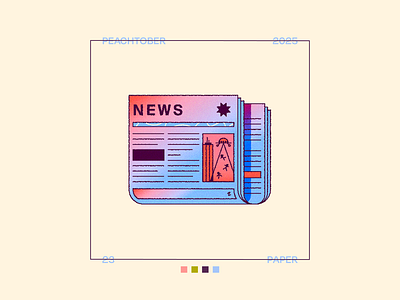 Peachtober Day 23: Paper 2d abduct alien headline illustration news newspaper paper peachtober texture