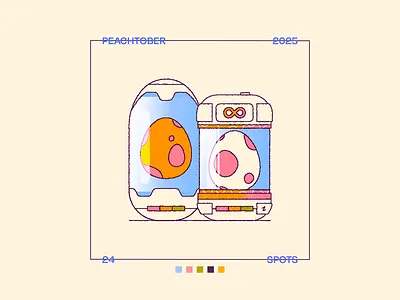 Peachtober Day 24: Spots 2d egg hatch illustration incubator peachtober pokemon reflection spot spots