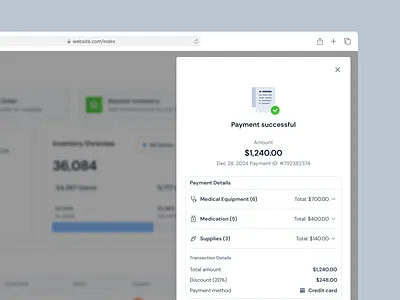 Payment Confirmation – Seamless Checkout Experience animation care direct clean ui design design system health healthcare illustration modal modal design payment success product design ui ui design ui ux ux design
