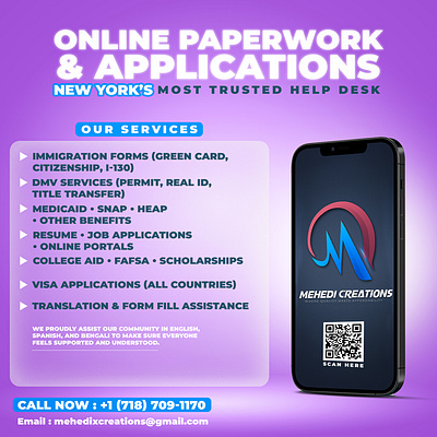 Mehedi Creations Promotional Flyer dedsign graphic design mehedicreations mehedihasan mobileapp new york web