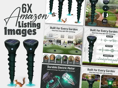 Amazon Listing Design - Solar Mole Repeller amazon amazon images amazon listing amazon listing design amazon listing images bol listing images design listing images