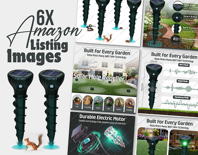 Amazon Listing Design - Solar Mole Repeller amazon amazon images amazon listing amazon listing design amazon listing images bol listing images design listing images