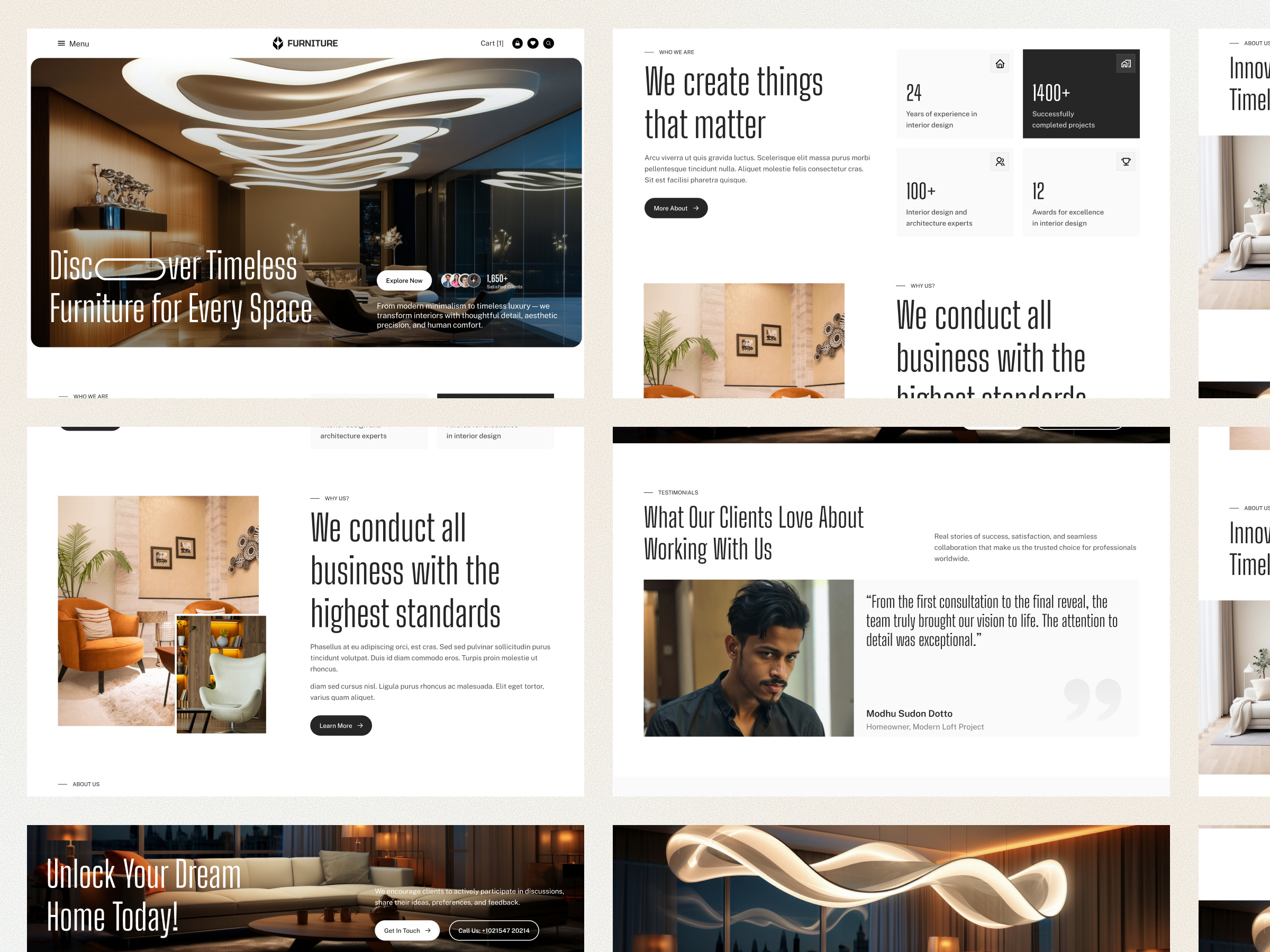 Interior Design Agency Website • Home Decor Landing Page architecture ui award winning design site creative studio design agency design studio fancy website interior agency interior concept interior design agency interior design website interior portfolio interior studio interior website jabel light theme luxury home interiors residential interior website responsive design room decor ui website design
