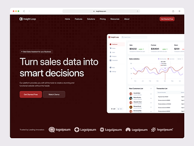 Insight Loop - Sales App Hero Section clean design hero section landing page minimalist saas sales startup tech ui ux web design