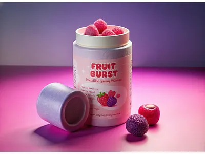 Transform Daily Wellness: Delicious Gummy Vitamins You'll Love berry flavor consumer goods daily routine daily vitamins delicious supplements dietary supplement easy absorption essential nutrients fruit burst gummy vitamins health and wellness healthy lifestyle immunity support modern wellness nutritional support product photography sweet health vegan friendly vibrant packaging vitamin c