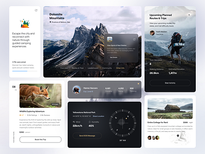 Hiking & Climbing Software UI animal dark dashboard data game landing map profile sport ui ui kit ux weather web web design website design