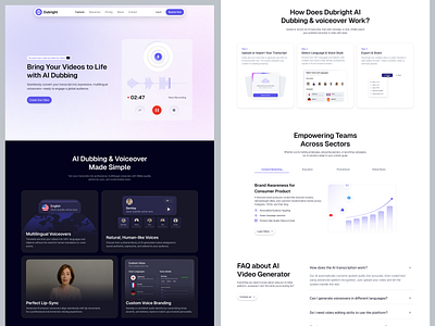 Dubright – AI Dubbing & Voiceover Platform Website ai dubbing ai dubbing voice ai product ai voice dubbing fs illustration product design product design web design saas saas landing page saas uiux saas web design sound ui illustration uiux voice voiceover web design web design saas