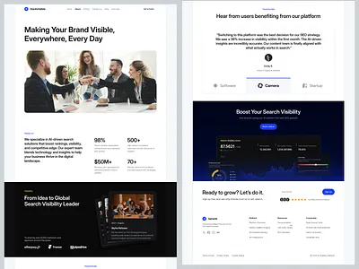 AI SEO Growth Platform Website ai driven insight company profile conversion cta landing page lkn marketing platform performance performance metric platform saas saas design saas web design saas website search seo seo visibility seo visibility platform testimonial uiux web design