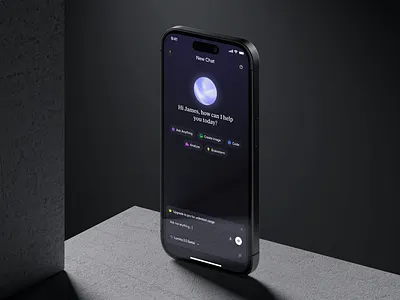 AI Chat Assistant App: Modern Dark Mode Interface ai ai app design ai assistant ai chat ai chat assistant ai visual app concept app design assistant chat ai chatgpt dark dark mode grok ios perplexity product design saas uiux voice recording